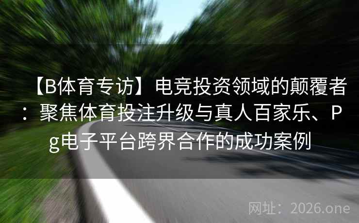 【B体育专访】电竞投资领域的颠覆者:聚焦体育投注升级与真人百家乐、Pg电子平台跨界合作的成功案例